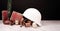 Construction hard hat and plumbing items with Christmas and New Year decoration
