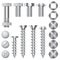 Construction hardware vector icons. Screws, bolts