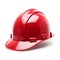 Construction helmet, red plastic protective hat