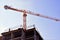 Construction of a high-rise comfortable residential building with a reliable crane. Construction of buildings-architectural,
