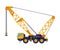 Construction Hydraulic Crane Truck, Heavy Cargo Transportation Service Vehicle Flat Vector Illustration