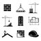 Construction icons black silhouettes. set of building objects