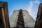 Construction Industry, two big towers at Sky background, abandoned industrial