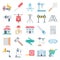 Construction Isolated Vector Icons Set Consist safety jacket, nal, spanner, drafting tools, bag, cutter and caliper