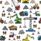 Construction items seamless pattern