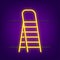 Construction ladder neon icon. Blurred lightening. Staircase, sunrise neon icon. Vector stock illustration.