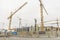 Construction and lifting cranes at Slussen Stockholm Sweden
