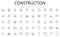 Construction line icons collection. Sustainability, Renewable, Clean, Eco-friendly, Solar, Wind, Biofuel vector and