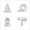 construction line icons. linear set. quality vector line set such as painter roller, builder, measuring tape