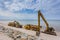 Construction machinery on the beach in Karwia, Poland.