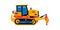 Construction machinery, bulldozer. Commercial vehicles for work on the construction site. Vector illustration isolated