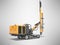Construction machinery drilling crawler rotary rig orange 3D rendering on gray background with shadow