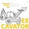 Construction machinery, excavator. Typography set of ground works machines vehicles.