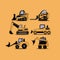 Construction machinery icons vector set