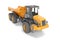 Construction machinery orange quarry truck for transportation of large stones 3D render on white background with shadow