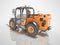 Construction machinery orange telescopic excavator for high lifting 3D render on gray background with shadow