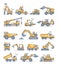 Construction machines and heavy machinery examples outline collection set