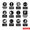 Construction mandatory signs icon set of black and white types. Isolated vector sign symbols. Icon pack