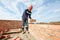 Construction mason worker bricklayer