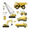 Construction Mining Machine Industries Vector Set Illustration