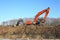 Construction of moorings for the parking of boats - Two Excavators work in dirt