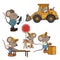 Construction mouse workers funny cartoon