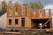 construction of new house wall frame plywood site sky