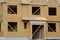 construction of new and modern modular house wood plywood site wall