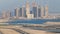 Construction of new skyscrapers in Dubai Creek Harbor aerial timelapse. Dubai - UAE.