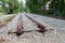 Construction of new tram tracks in urban infrastructure. The beginning of the railway line