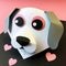 Construction paper craft dog with heart shapes - generative AI