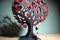 Construction paper craft tree with hearts for Valentines Day