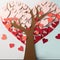 Construction paper craft tree with hearts for Valentines Day - generative AI