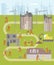 Construction plant infographic map