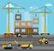 Construction. Process building.Industrial landscape Vector flat