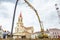 Construction pump crane for lifting and casting concrete
