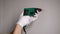 Construction puncher. Professional green electric perforator drill.