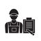 Construction quality control black vector concept icon. Construction quality control flat illustration, sign