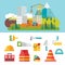 Construction related icons and illustrations