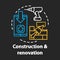 Construction and renovation chalk concept icon. Residential repair service, online building tools shop idea. Drill