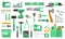 Construction repair tools set. Branded elite toolkit drill green drill angle grinder hand saw.