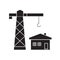 Construction residental house black vector concept icon. Construction residental house flat illustration, sign