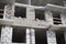 Construction of residential building. Details of unfinished building. Construction of concrete blocks