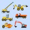 Construction and road machinery. Icons, stickers