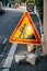Construction roadworks warning sign