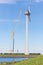 Construction site Dutch windturbine with large crane