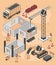 Construction Site Isometric Composition