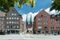 Construction site in Luebeck with view to the Saint Maryâ€™s Church, Germany