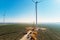 Construction site near windmill turbine, Wind generator installing