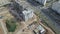 Construction site for a new city block. Construction work is underway. Aerial photography.